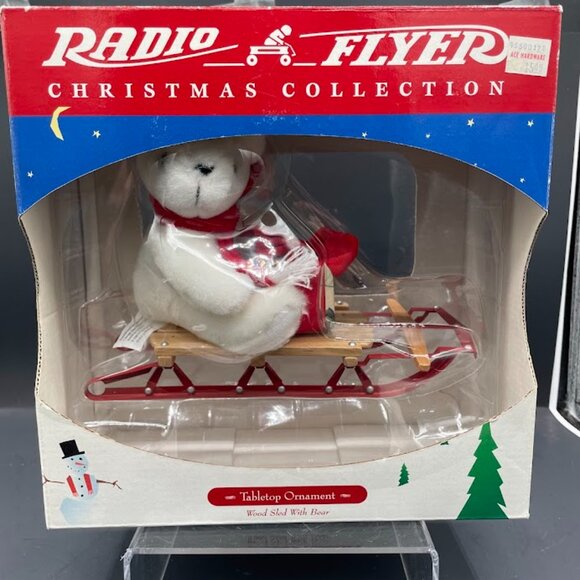 Radio Flyer Christmas Collection White Bear on Sled with Present #113 Tabletop - Picture 7 of 7